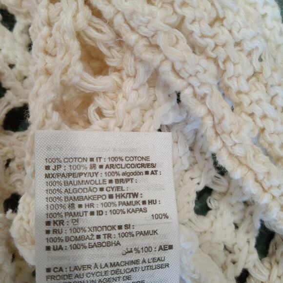 Gap Chunky Open Knit Sweater 100% Cotton Beachy Tan Pink White Crochet Layering - Picture 6 of 9